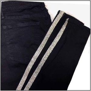 Good American Good Legs Glitz Black Tuxedo Jeans 4